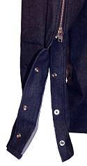 Denim Motorcycle Chaps - Blue with Buckle Front Closure and Snap Sides